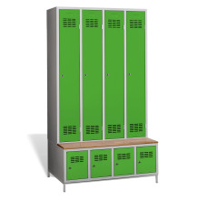 4+4-türiger Garderobenschrank mit integrierter Sitzbank und Schuhschränken, COMFORT H 4