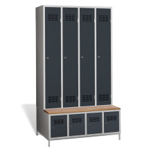 4+4-türiger Garderobenschrank mit integrierter Sitzbank und Schuhschränken, COMFORT H 4