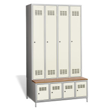 4+4-türiger Garderobenschrank mit integrierter Sitzbank und Schuhschränken, COMFORT H 4