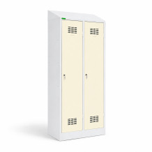2-türiger Garderobenschrank mit Trennwand und Schrägdach, LOCKERPLUS H 2 BW TOP