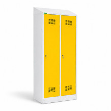 2-türiger Garderobenschrank mit Trennwand und Schrägdach, LOCKERPLUS H 2 BW TOP