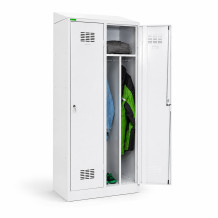 2-türiger Garderobenschrank mit Trennwand und Schrägdach, LOCKERPLUS H 2 BW TOP
