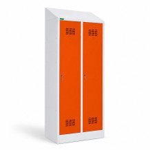 2-türiger Garderobenschrank mit Trennwand und Schrägdach, LOCKERPLUS H 2 BW TOP