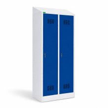 2-türiger Garderobenschrank mit Trennwand und Schrägdach, LOCKERPLUS H 2 BW TOP
