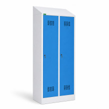 2-türiger Garderobenschrank mit Trennwand und Schrägdach, LOCKERPLUS H 2 BW TOP