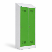 2-türiger Garderobenschrank mit Trennwand und Schrägdach, LOCKERPLUS H 2 BW TOP