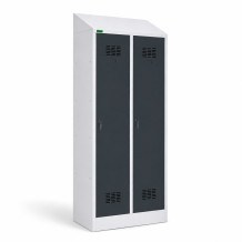 2-türiger Garderobenschrank mit Trennwand und Schrägdach, LOCKERPLUS H 2 BW TOP