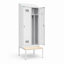 2-türiger Garderobenschrank mit Trennwand und Schrägdach, LOCKERPLUS H 2 BW TOP