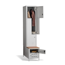 2+2-türiger Garderobenschrank mit Z-Türen, integrierter Sitzbank und Schuhschränken, COMFORT H Z2 400