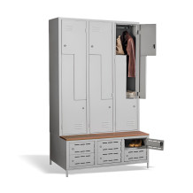 6+6-türiger Garderobenschrank mit Z-Türen, integrierter Sitzbank und Schuhschränken, COMFORT H Z6 400