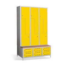 6+6-türiger Garderobenschrank mit Z-Türen, integrierter Sitzbank und Schuhschränken, COMFORT H Z6 400