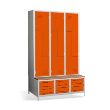 6+6-türiger Garderobenschrank mit Z-Türen, integrierter Sitzbank und Schuhschränken, COMFORT H Z6 400