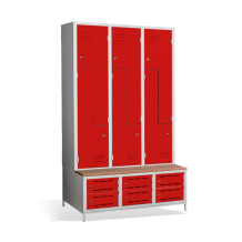 6+6-türiger Garderobenschrank mit Z-Türen, integrierter Sitzbank und Schuhschränken, COMFORT H Z6 400