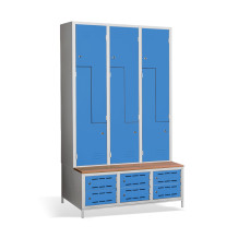 6+6-türiger Garderobenschrank mit Z-Türen, integrierter Sitzbank und Schuhschränken, COMFORT H Z6 400