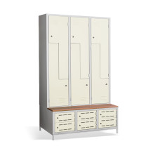 6+6-türiger Garderobenschrank mit Z-Türen, integrierter Sitzbank und Schuhschränken, COMFORT H Z6 400