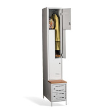 2+2-türiger Garderobenschrank mit Z-Türen, integrierter Sitzbank und Schuhschränken, COMFORT H Z2 300