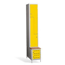 2+2-türiger Garderobenschrank mit Z-Türen, integrierter Sitzbank und Schuhschränken, COMFORT H Z2 300