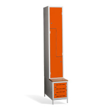 2+2-türiger Garderobenschrank mit Z-Türen, integrierter Sitzbank und Schuhschränken, COMFORT H Z2 300