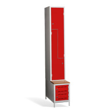 2+2-türiger Garderobenschrank mit Z-Türen, integrierter Sitzbank und Schuhschränken, COMFORT H Z2 300