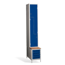 2+2-türiger Garderobenschrank mit Z-Türen, integrierter Sitzbank und Schuhschränken, COMFORT H Z2 300