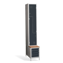 2+2-türiger Garderobenschrank mit Z-Türen, integrierter Sitzbank und Schuhschränken, COMFORT H Z2 300