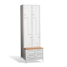 4+4-türiger Garderobenschrank mit Z-Türen, integrierter Sitzbank und Schuhschränken, COMFORT H Z4 300
