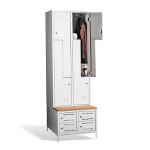 4+4-türiger Garderobenschrank mit Z-Türen, integrierter Sitzbank und Schuhschränken, COMFORT H Z4 400