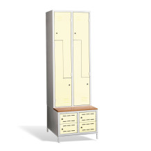 4+4-türiger Garderobenschrank mit Z-Türen, integrierter Sitzbank und Schuhschränken, COMFORT H Z4 400