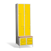 4+4-türiger Garderobenschrank mit Z-Türen, integrierter Sitzbank und Schuhschränken, COMFORT H Z4 300
