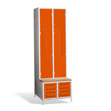 4+4-türiger Garderobenschrank mit Z-Türen, integrierter Sitzbank und Schuhschränken, COMFORT H Z4 300