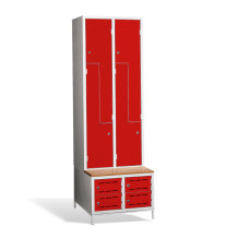 4+4-türiger Garderobenschrank mit Z-Türen, integrierter Sitzbank und Schuhschränken, COMFORT H Z4 300