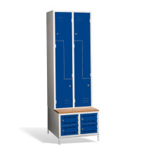 4+4-türiger Garderobenschrank mit Z-Türen, integrierter Sitzbank und Schuhschränken, COMFORT H Z4 300