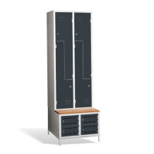 4+4-türiger Garderobenschrank mit Z-Türen, integrierter Sitzbank und Schuhschränken, COMFORT H Z4 300
