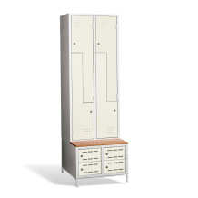 4+4-türiger Garderobenschrank mit Z-Türen, integrierter Sitzbank und Schuhschränken, COMFORT H Z4 300