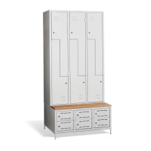 6 + 6-türiger Kleiderschrank mit eingebauter Sitzbank und Schuhschränken, COMFORT H Z6 300