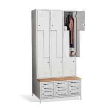 6 + 6-türiger Kleiderschrank mit eingebauter Sitzbank und Schuhschränken, COMFORT H Z6 300