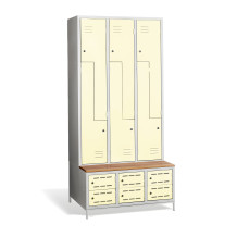 6 + 6-türiger Kleiderschrank mit eingebauter Sitzbank und Schuhschränken, COMFORT H Z6 300