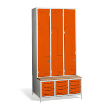 6 + 6-türiger Kleiderschrank mit eingebauter Sitzbank und Schuhschränken, COMFORT H Z6 300