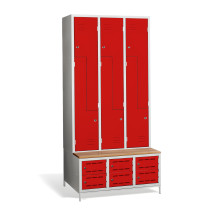 6 + 6-türiger Kleiderschrank mit eingebauter Sitzbank und Schuhschränken, COMFORT H Z6 300