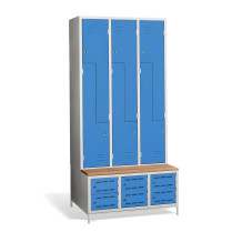 6 + 6-türiger Kleiderschrank mit eingebauter Sitzbank und Schuhschränken, COMFORT H Z6 300