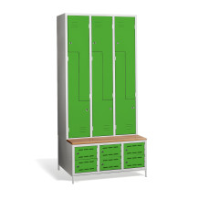 6 + 6-türiger Kleiderschrank mit eingebauter Sitzbank und Schuhschränken, COMFORT H Z6 300