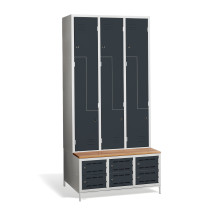 6 + 6-türiger Kleiderschrank mit eingebauter Sitzbank und Schuhschränken, COMFORT H Z6 300