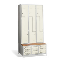 6 + 6-türiger Kleiderschrank mit eingebauter Sitzbank und Schuhschränken, COMFORT H Z6 300