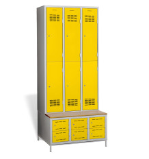6+6-türiger Garderobenschrank mit kurzen Türen, integrierter Sitzbank und Schuhschränken, COMFORT H 3/6