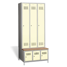 3+3-türiger Garderobenschrank mit integrierter Sitzbank und Schuhschränken, COMFORT H 3