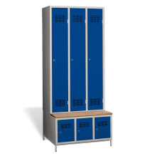 3+3-türiger Garderobenschrank mit integrierter Sitzbank und Schuhschränken, COMFORT H 3