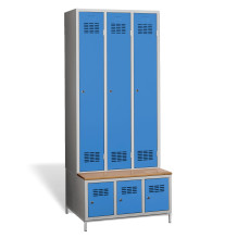 3+3-türiger Garderobenschrank mit integrierter Sitzbank und Schuhschränken, COMFORT H 3