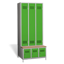 3+3-türiger Garderobenschrank mit integrierter Sitzbank und Schuhschränken, COMFORT H 3
