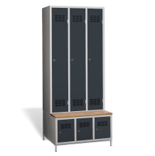 3+3-türiger Garderobenschrank mit integrierter Sitzbank und Schuhschränken, COMFORT H 3