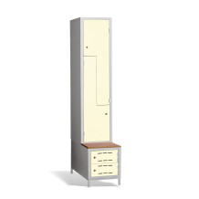2+2-türiger Garderobenschrank mit Z-Türen, integrierter Sitzbank und Schuhschränken, COMFORT H Z2 400